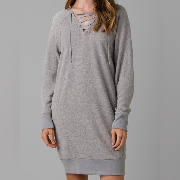 Prana Cozy Up Sweatshirt Dress UPF 50+ Pockets Long Sleeve Sz S Casual Outdoor - Picture 1 of 13